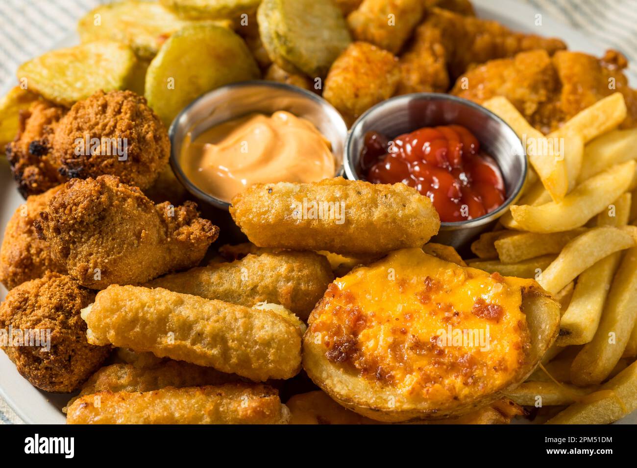 Deep Fried Appetizer Platter with French Fries Tots Mozzarella Sticks ...