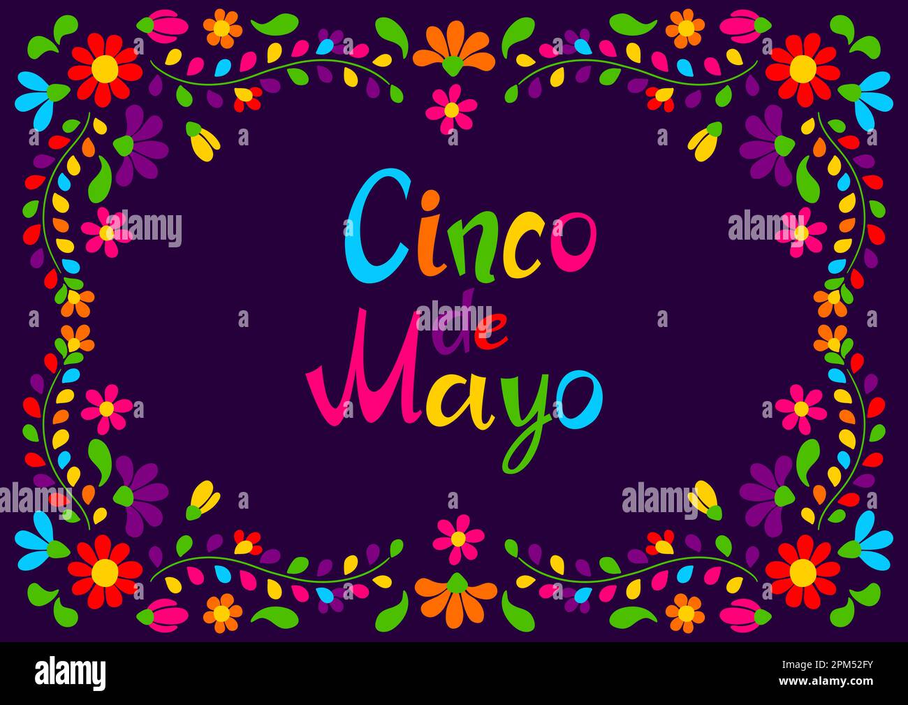 Cinco de Mayo floral embroidery. Mexican traditional ornament of ...
