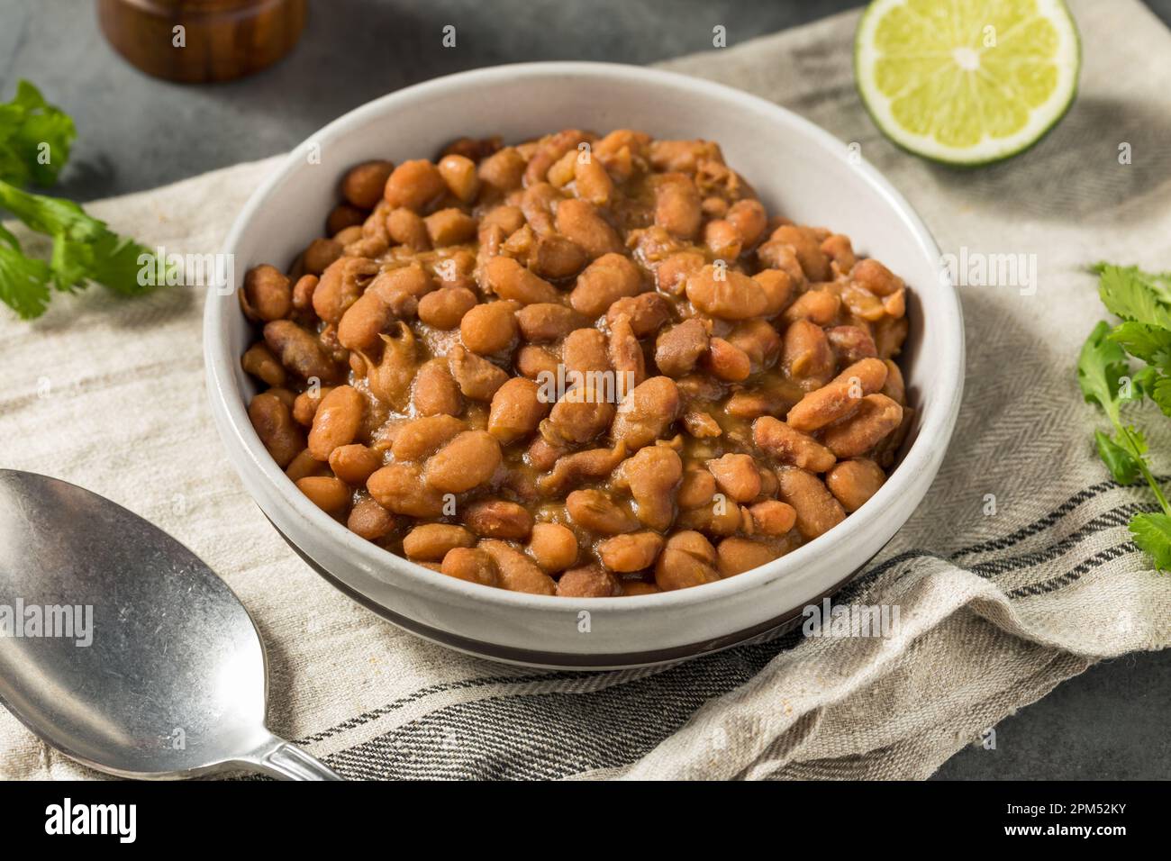 Homemade Mexican Pinto Refried Beans Ready to Eat Stock Photo Alamy