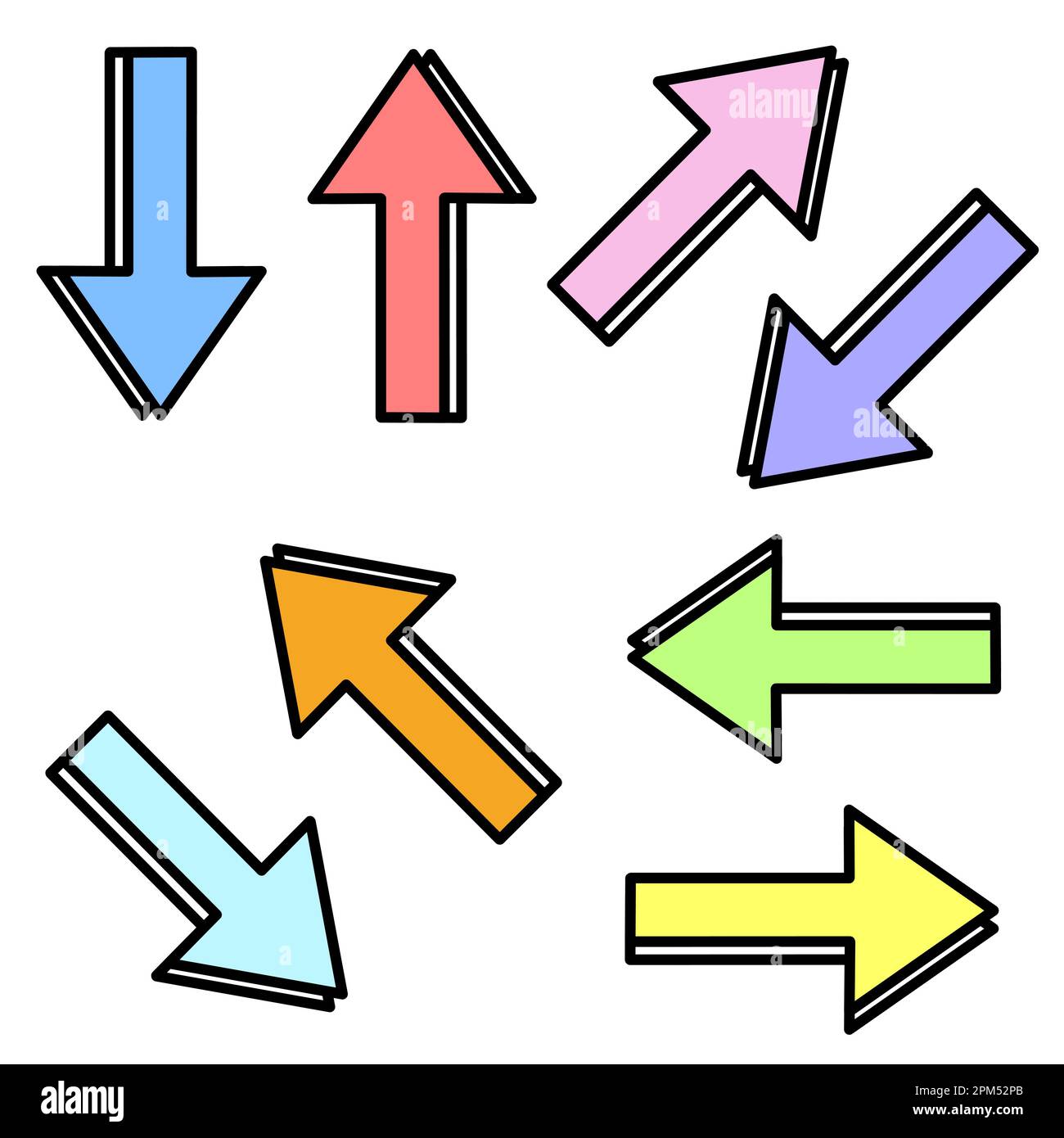 A set of arrow symbols in different colours Stock Photo