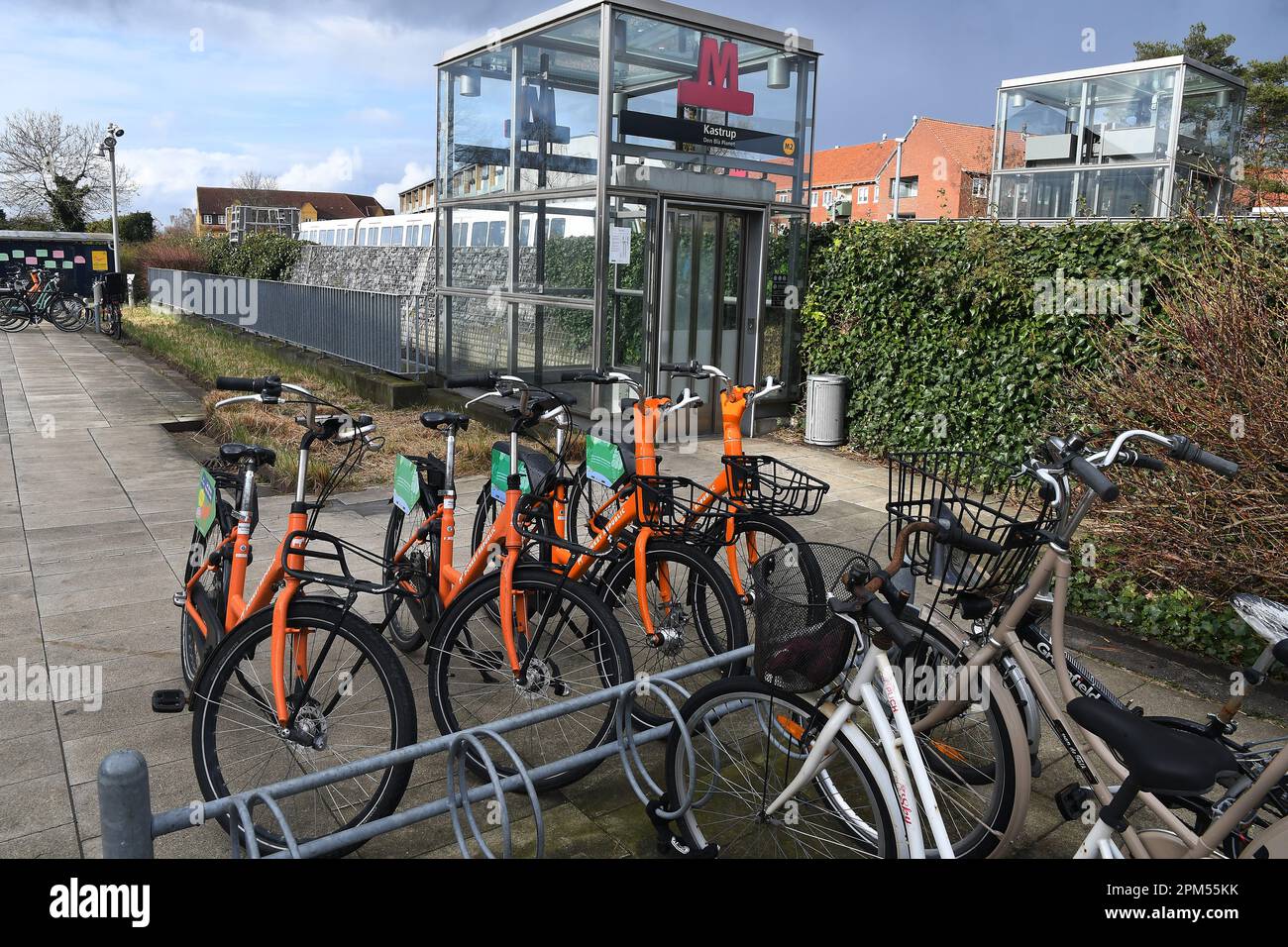 Kastrup/Copenhagen /Denmark/11 April 2023/Rental bikes park at Kastrup