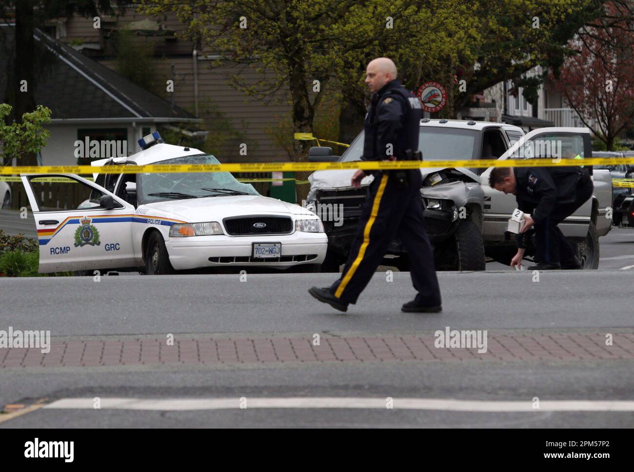 Langford, Canada. 11th Apr, 2023. A Saanich police officer 