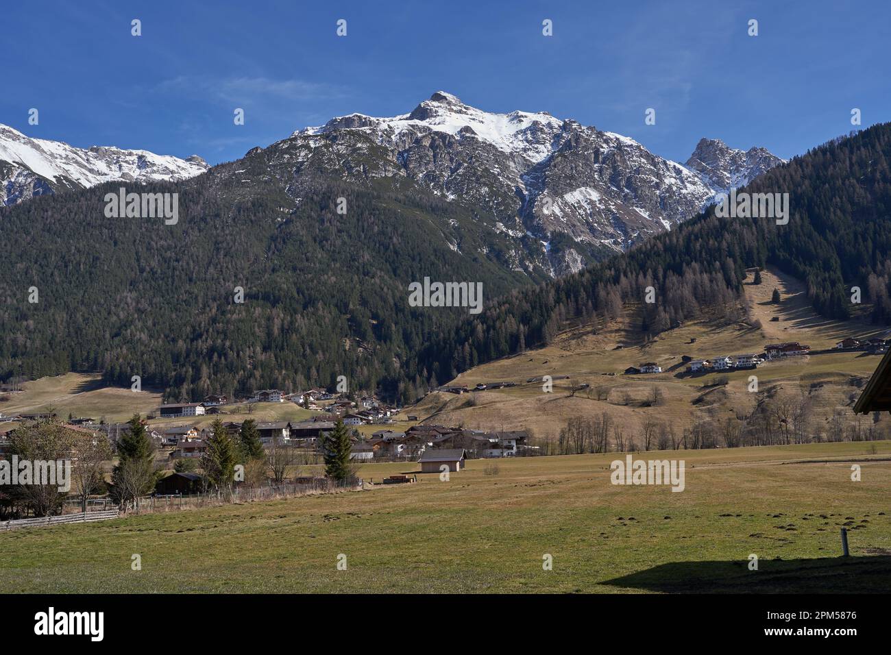 Kampl, Austria March 16, 2023 meadows and grasslands in an alpine
