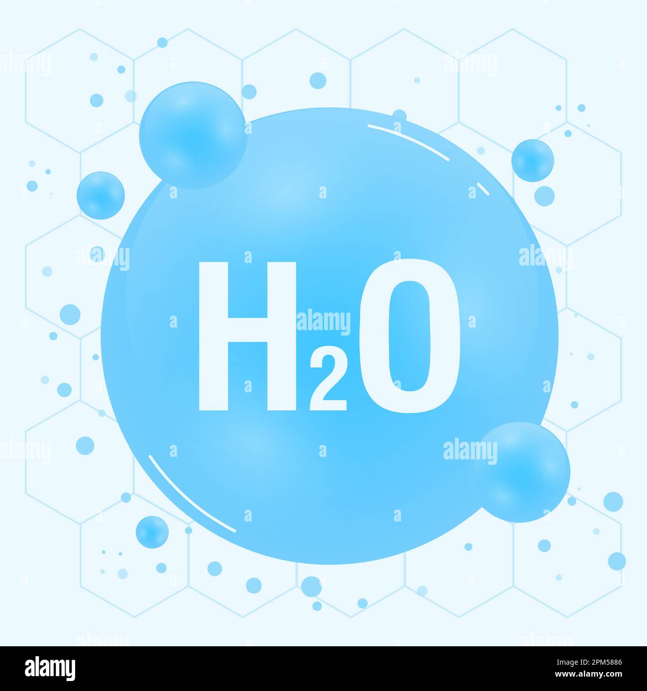Water H2O molecule models blue and chemical formulas natural. Ecology and biochemistry concept. Vector Illustration Stock Vector
