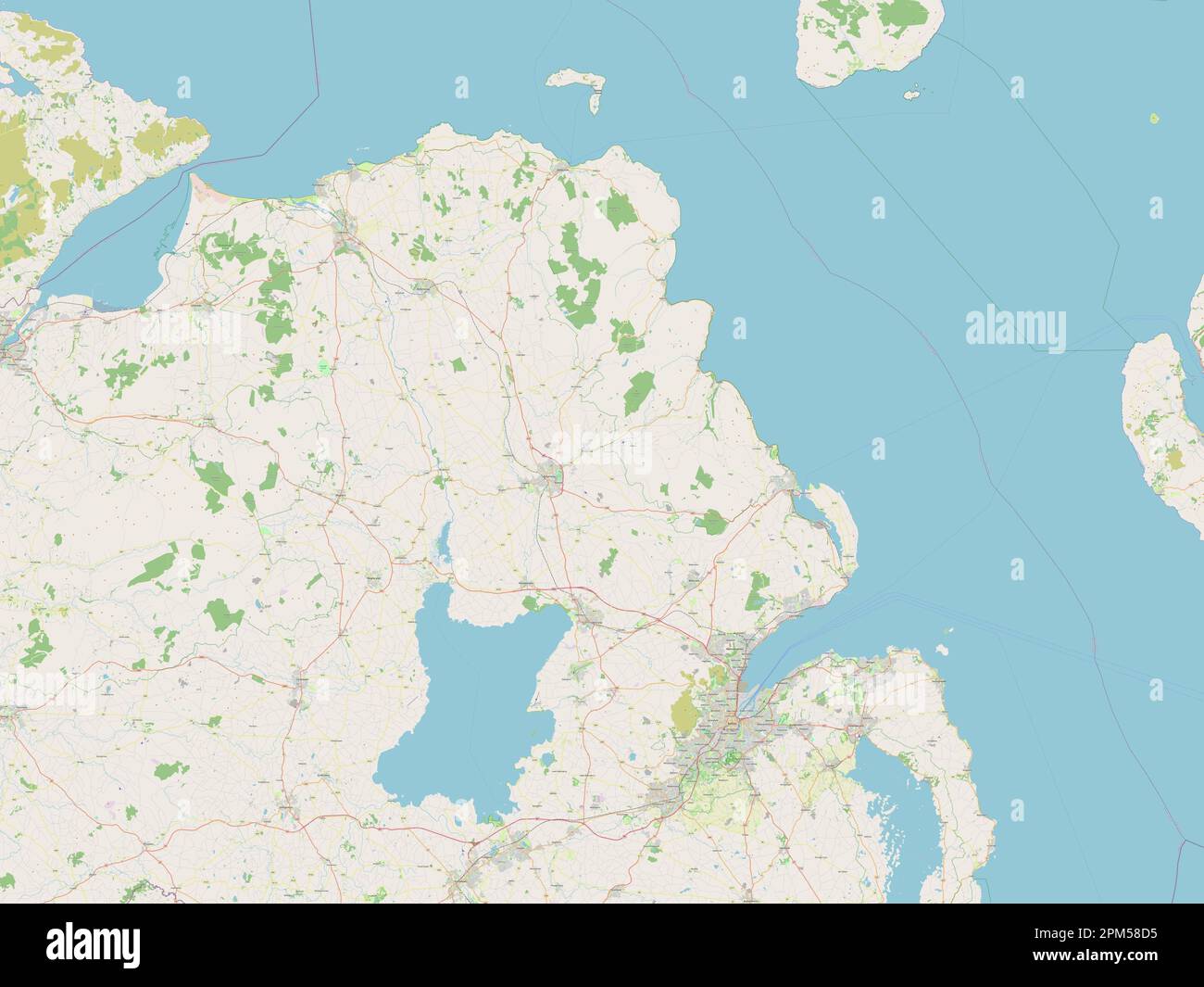 Antrim, region of Northern Ireland. Open Street Map Stock Photo