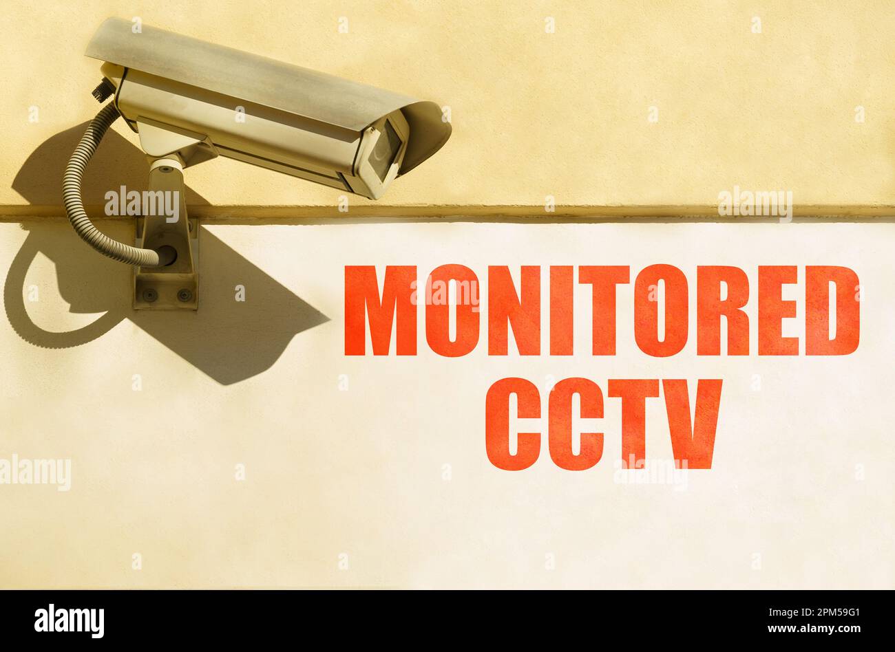 Video surveillance and security. A CCTV camera is installed on the wall