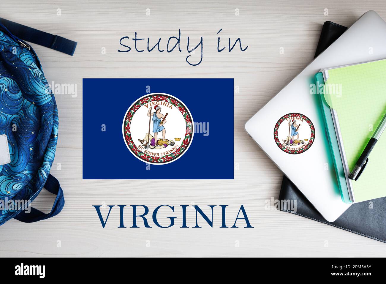 Study in Virginia. USA state. US education concept. Learn America
