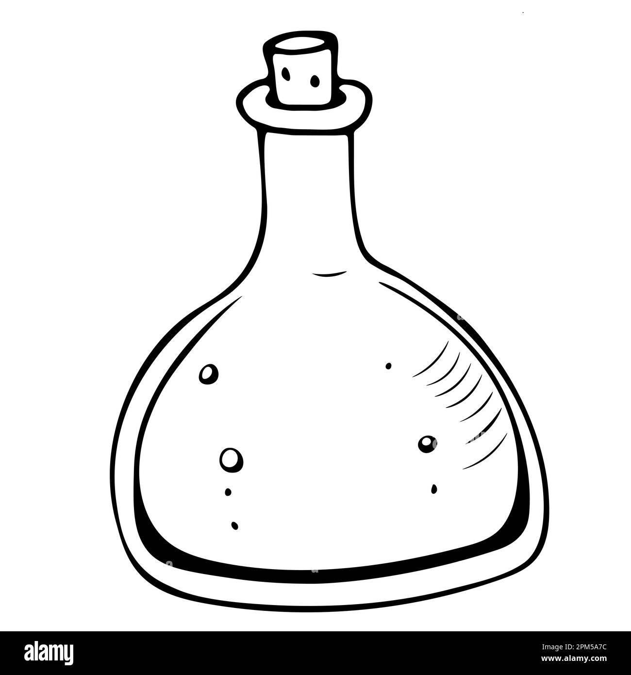 Vector illustration of Hand drawn big glass bottle with potion Stock ...