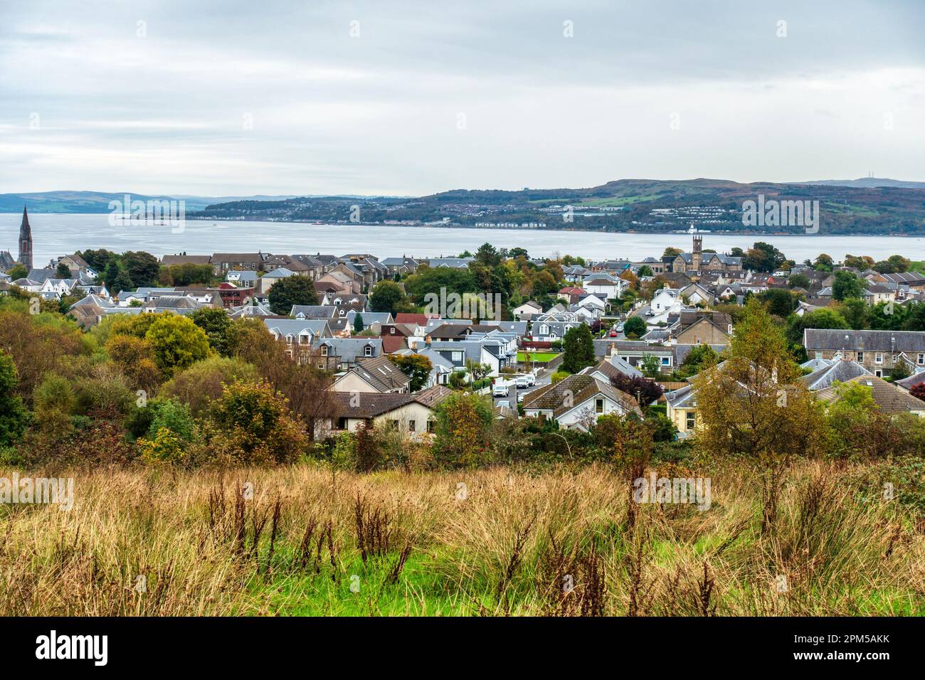 View overlooking the coastal town of Dunoon on the Firth of Clyde