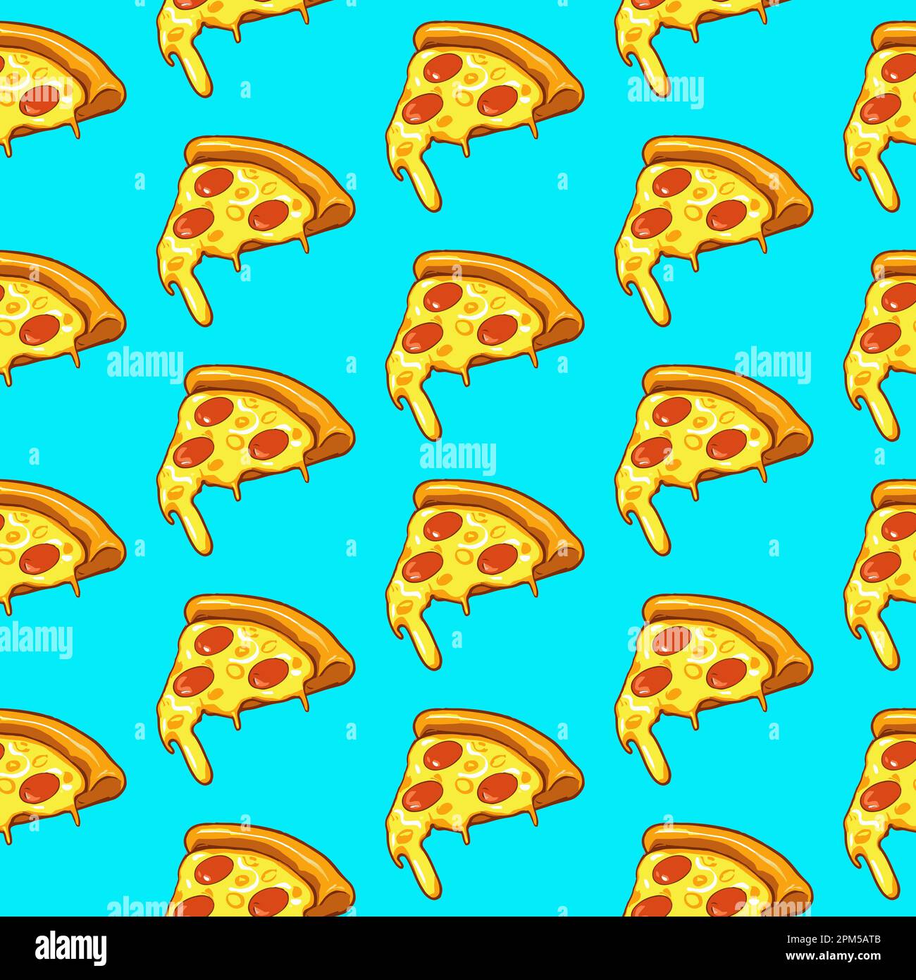 Seamless pizza pattern. Hand drawn pizza illustrations. Vector illustration. Stock Vector