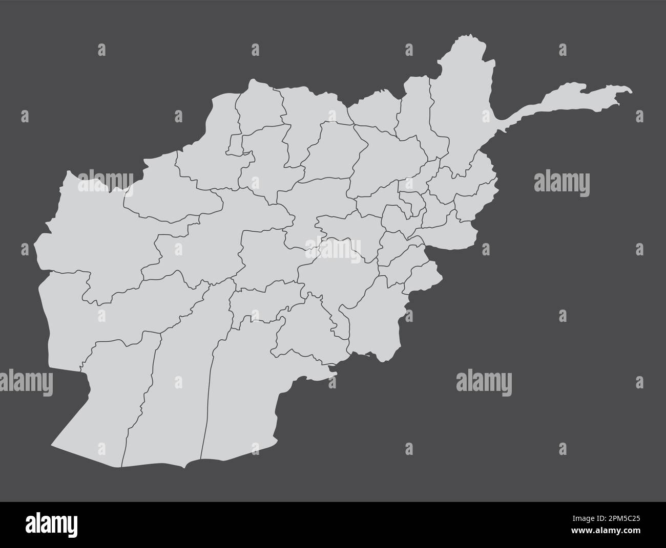 Afghanistan administrative map isolated on dark background Stock Vector