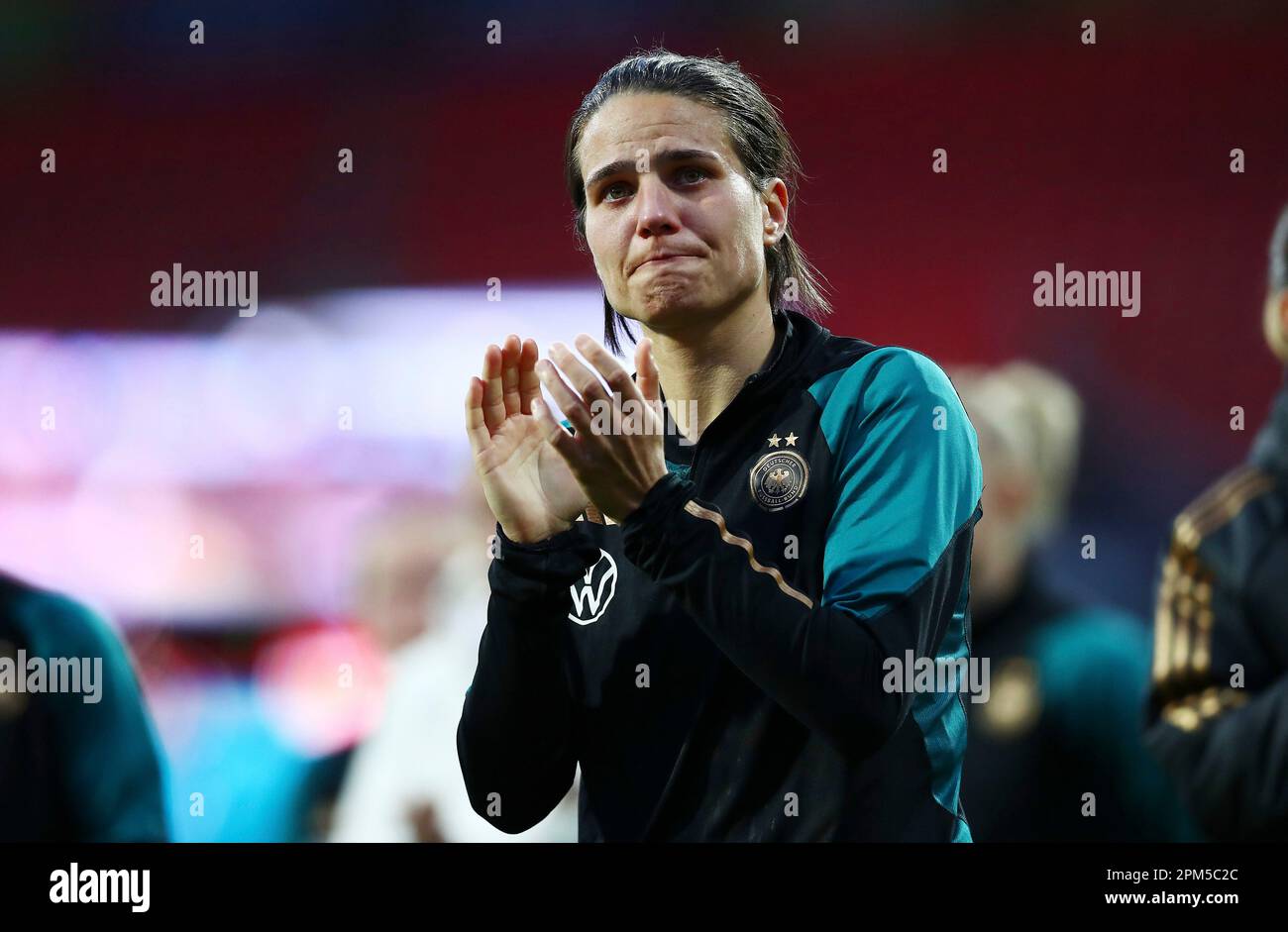 Nuremberg, Deutschland. 11th Apr, 2023. firo : 04/11/2023, football, soccer, friendly game, DFB women, women, country game, national team Germany - Brazil 1:2 Farewell, last game in the national team for Dzsenifer MAROZSAN, GER, tears Credit: dpa/Alamy Live News Stock Photo
