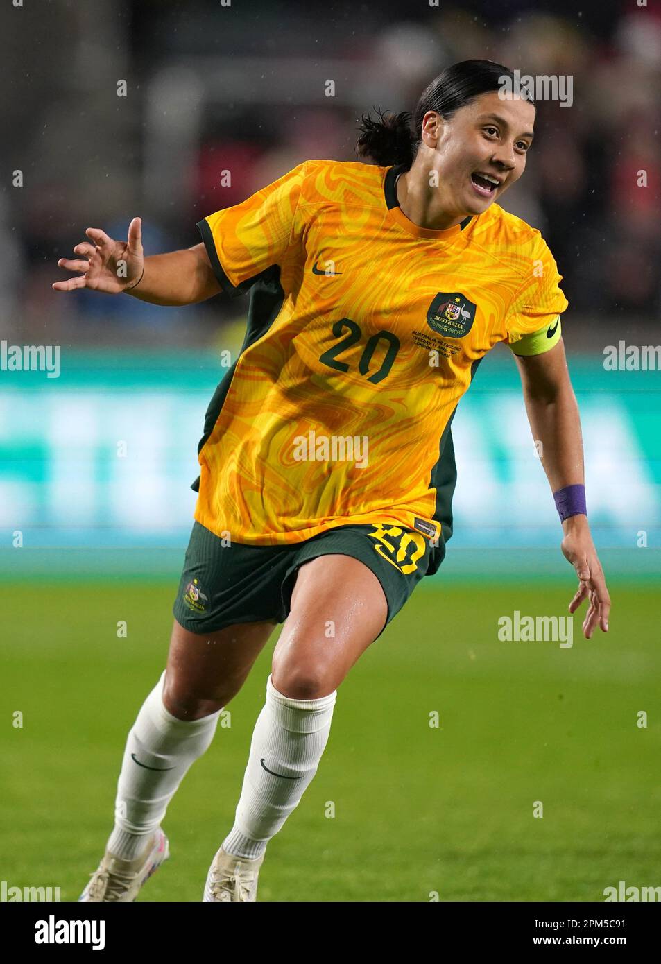 Australia's Sam Kerr celebrates scoring their side's first goal of the