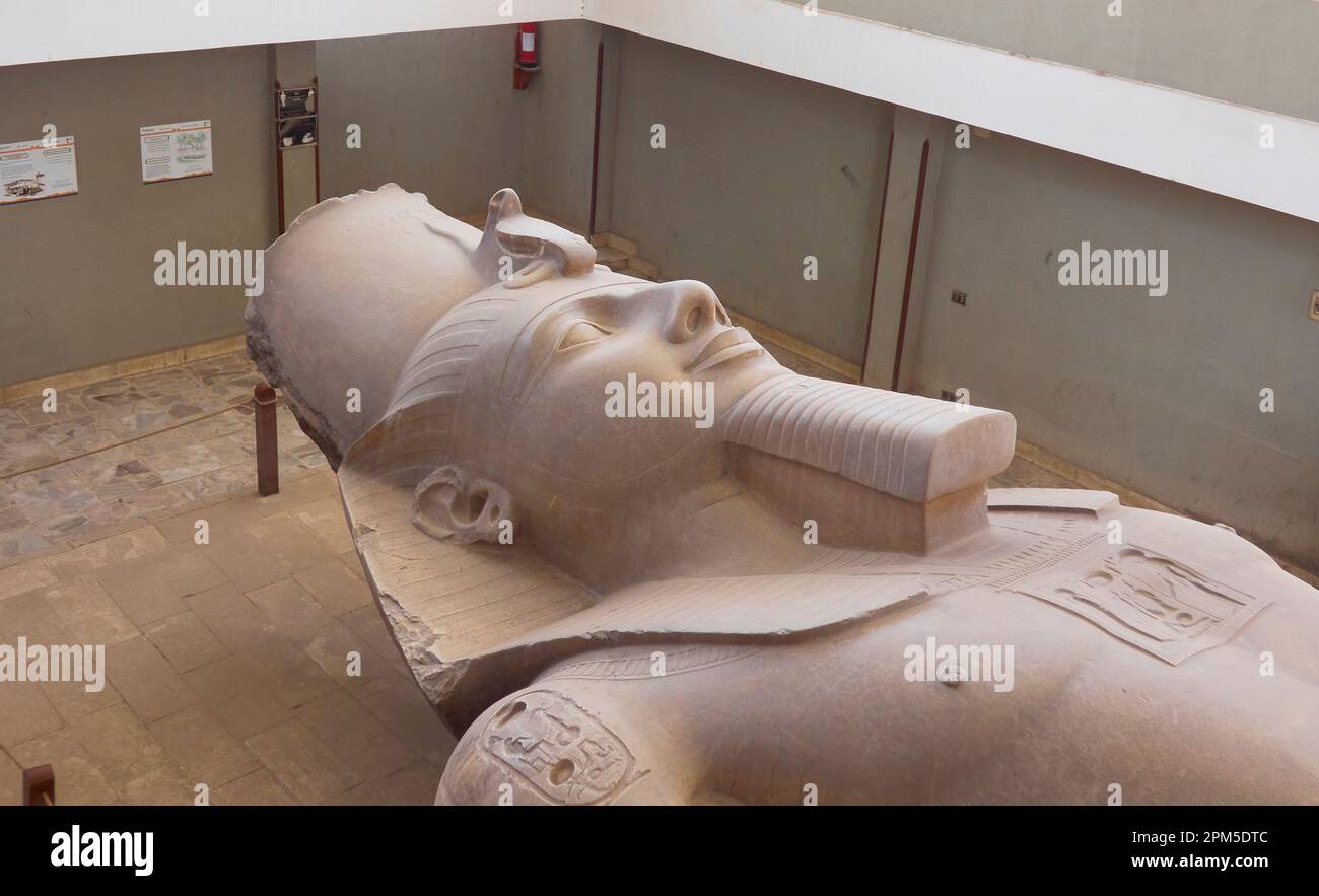 Red granite statue of Ramesses II in Memphis, Egypt Stock Photo