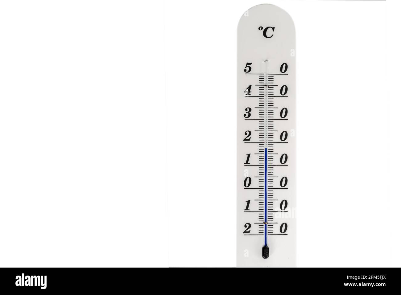 Air thermometer isolated on white background. Temperature plus 1 degrees  celsius Stock Photo
