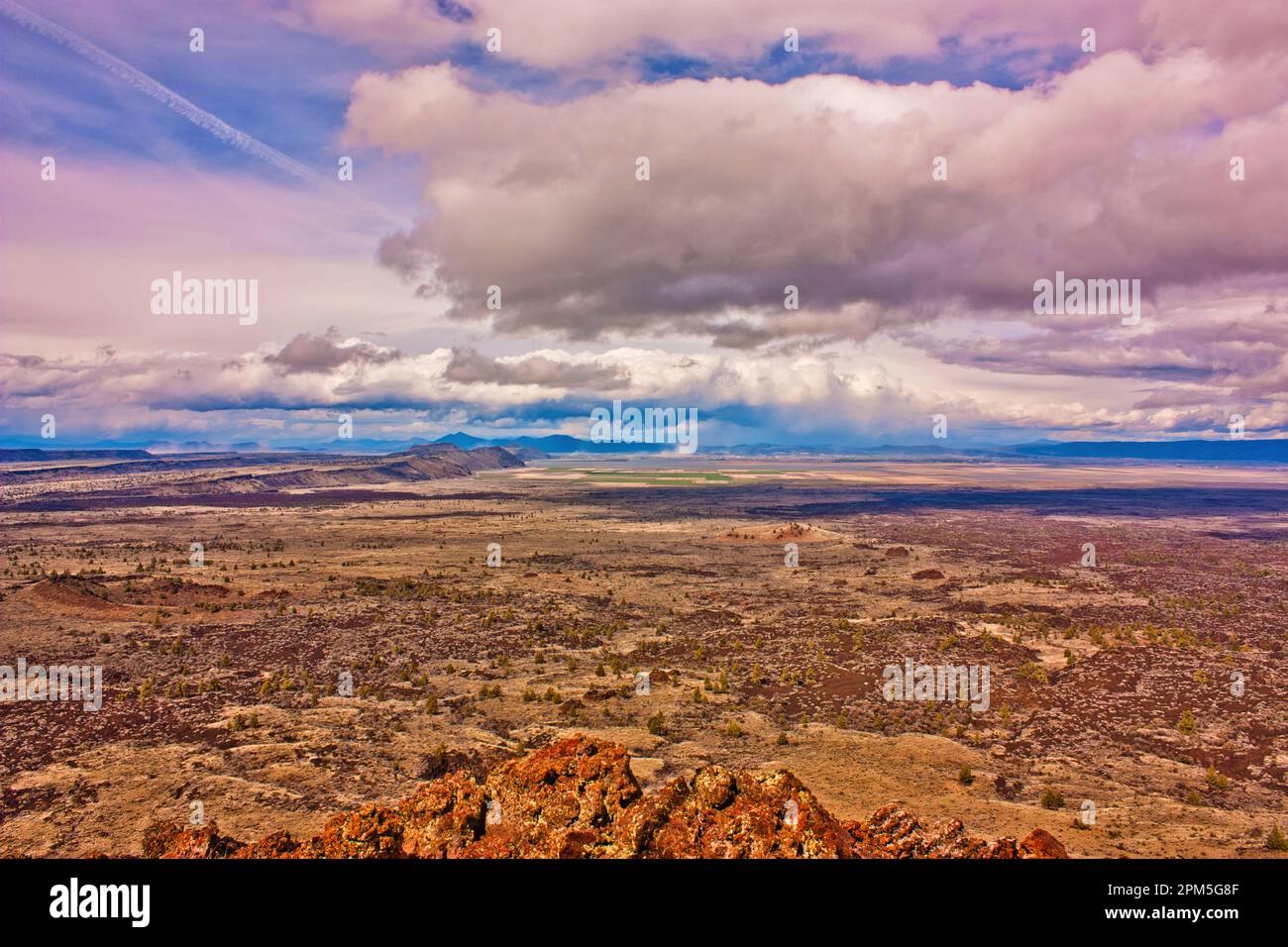 View from Fire Watch Tower at Lava Beds National Monument Stock Photo
