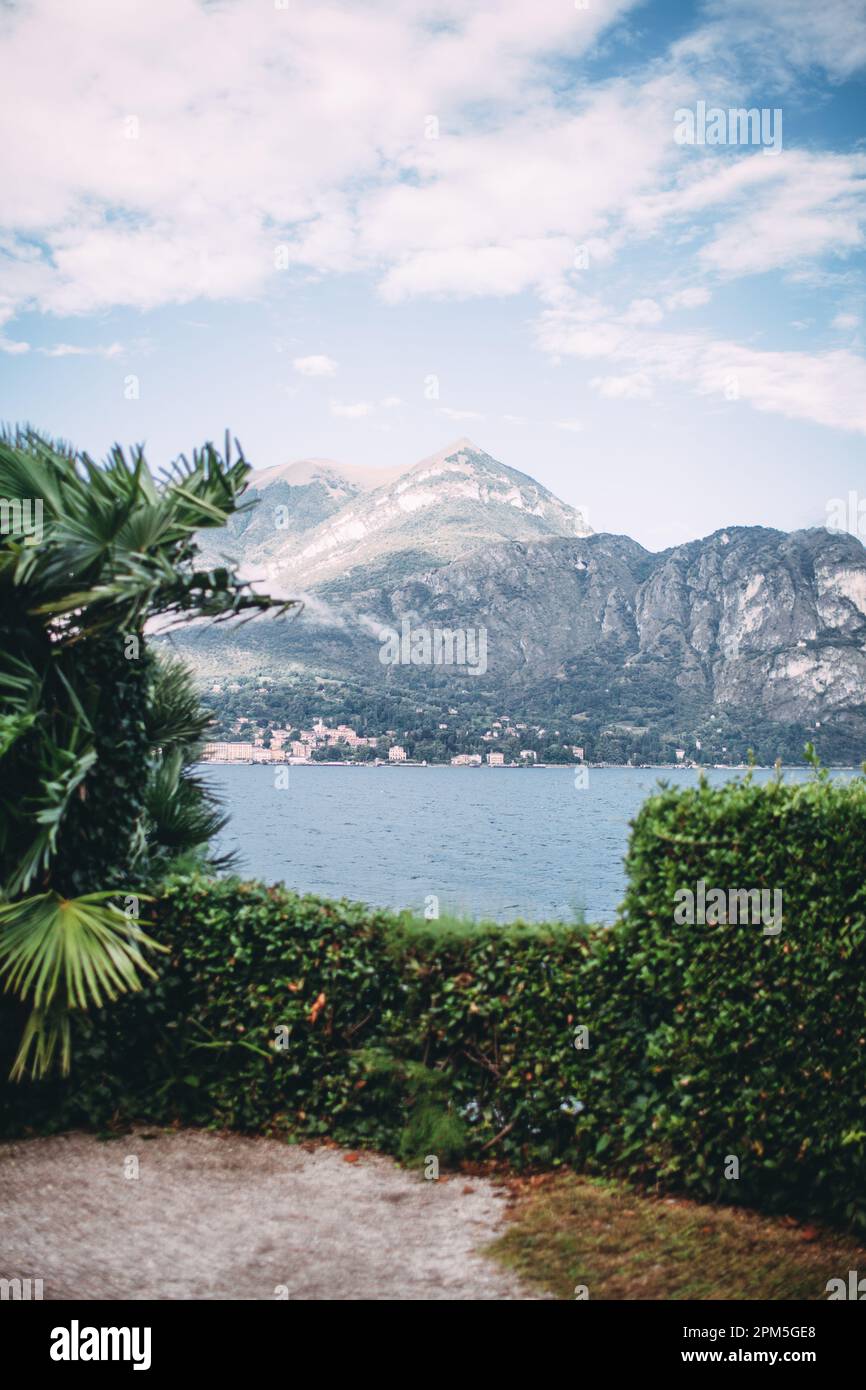 summer lake in north italy with mountains Stock Photo