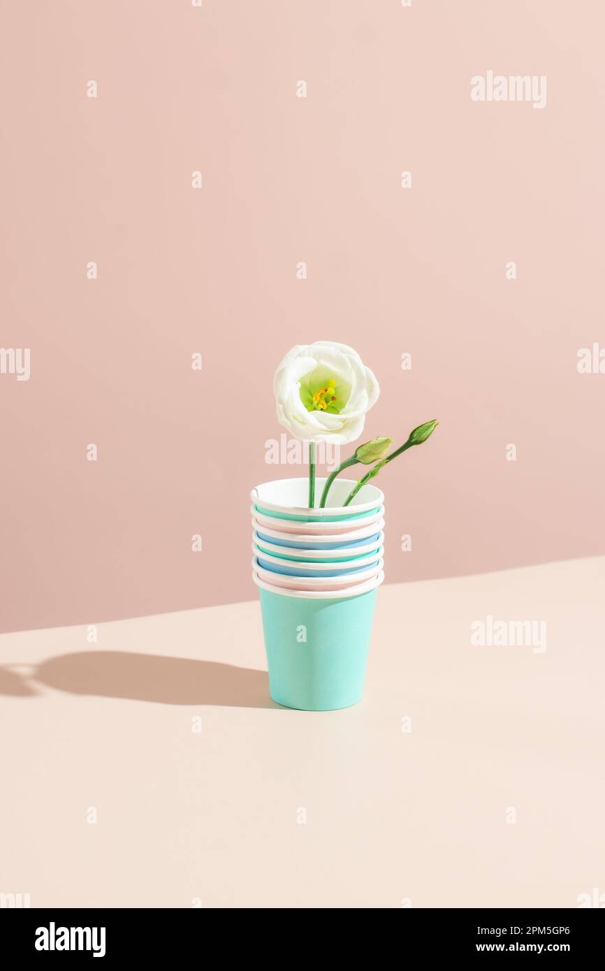 Stack of Recyclable singleuse paper cups Stock Photo Alamy