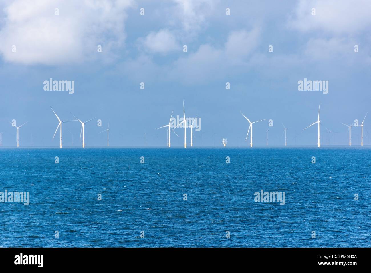 Alpha Ventus Offshore Wind Farm from P&O Iona cruise ship, North Sea, Europe Stock Photo