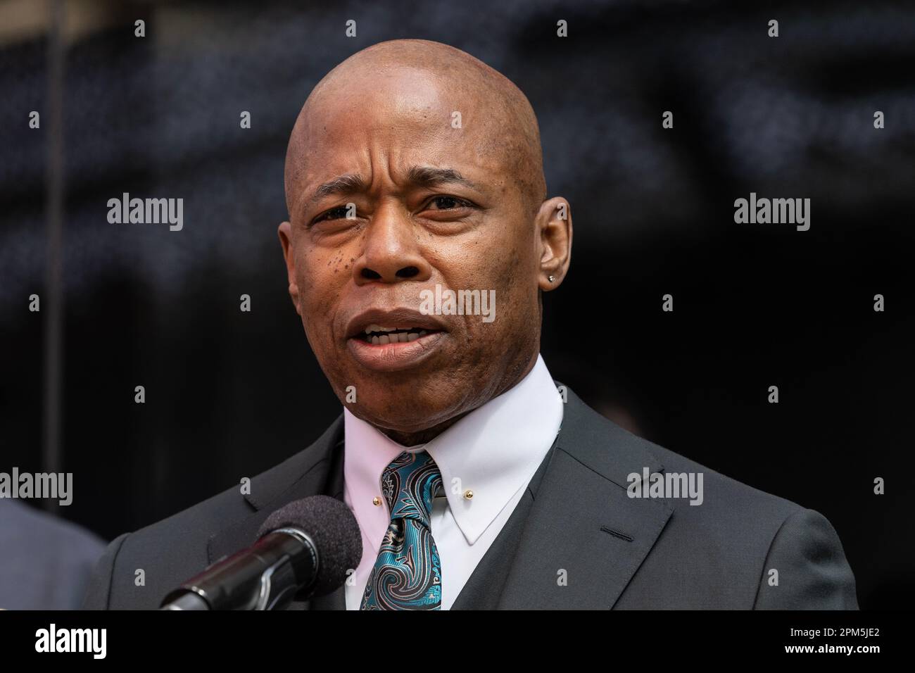 Mayor Eric Adams speaks during NYPD announcement of deployment of ...