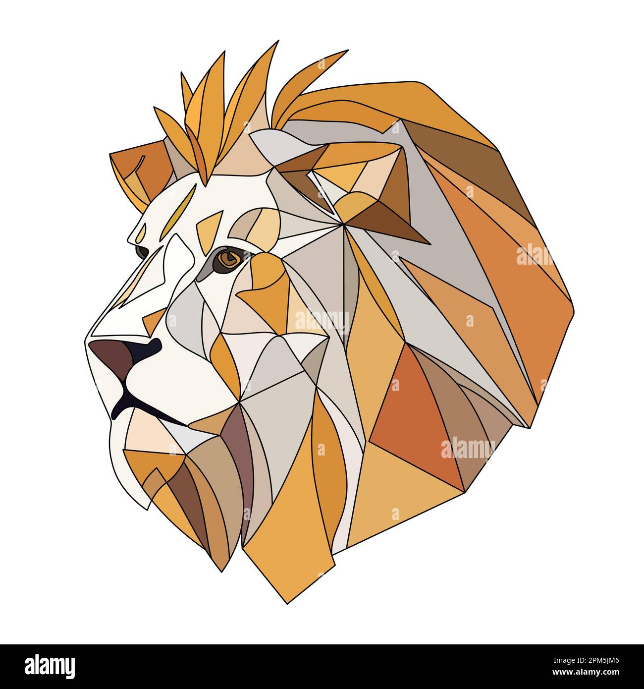Lion logo design. Abstract colorful polygon lion head. Calm lion face