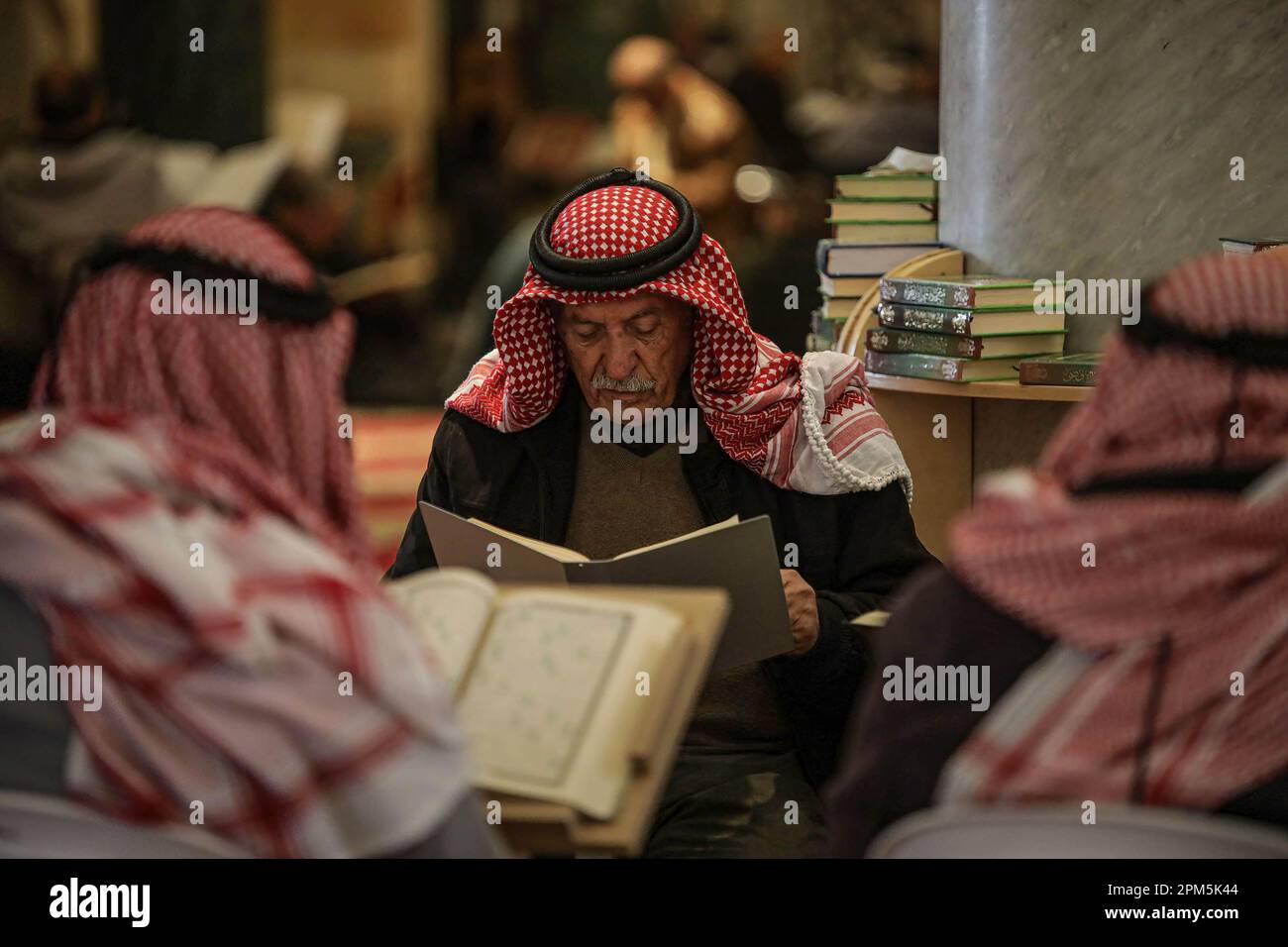 Muslims read the Qur'an in AlAqsa Mosque, during the last ten days of