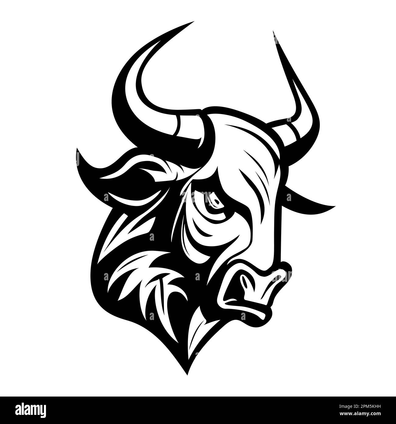 Bull head logo design. Abstract drawing bull face. Black icon of bull with  horns. Vector illustration Stock Vector Image & Art - Alamy