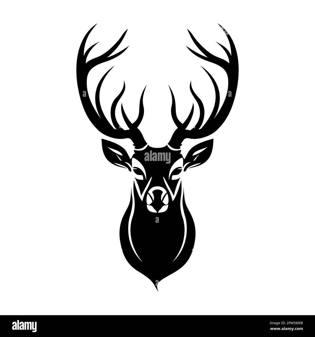 Deer head logo design. Abstract drawing deer face. Black silhouette of deer  with horns. Vector illustration Stock Vector Image & Art - Alamy