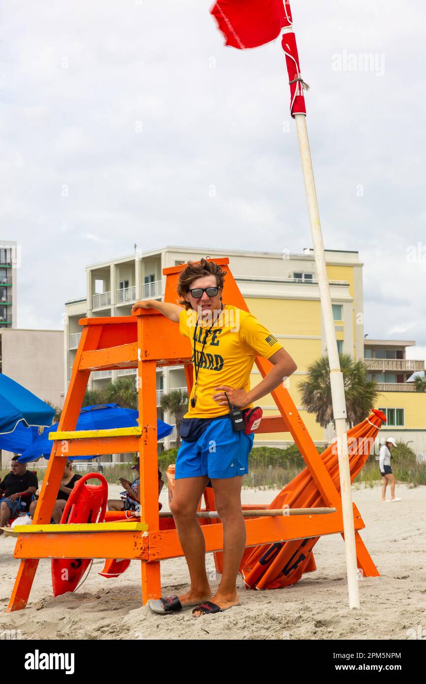 A lifeguard at Myrtle Beach, South Carolina, USA Stock Photo Alamy