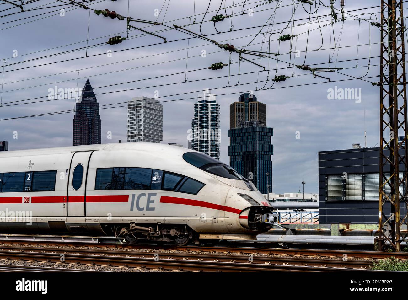 ICE train on the track in front of the main station of Frankfurt am