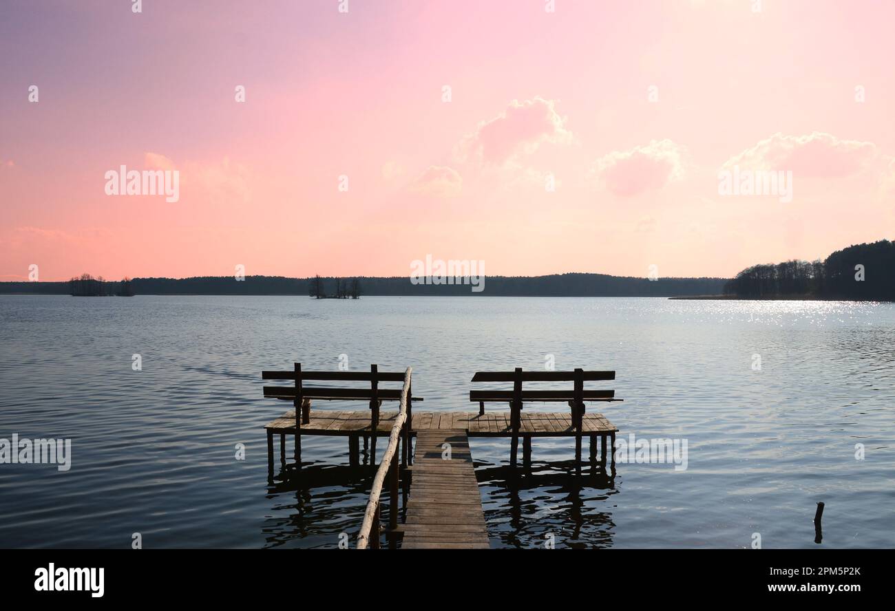 Pink Sunset on Water Stock Photo - Alamy