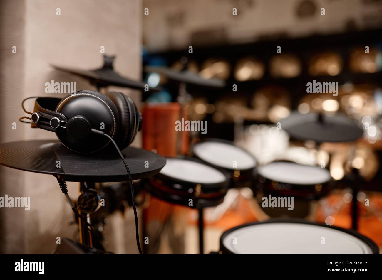 Electronic drum set with headphones at percussion musical instruments