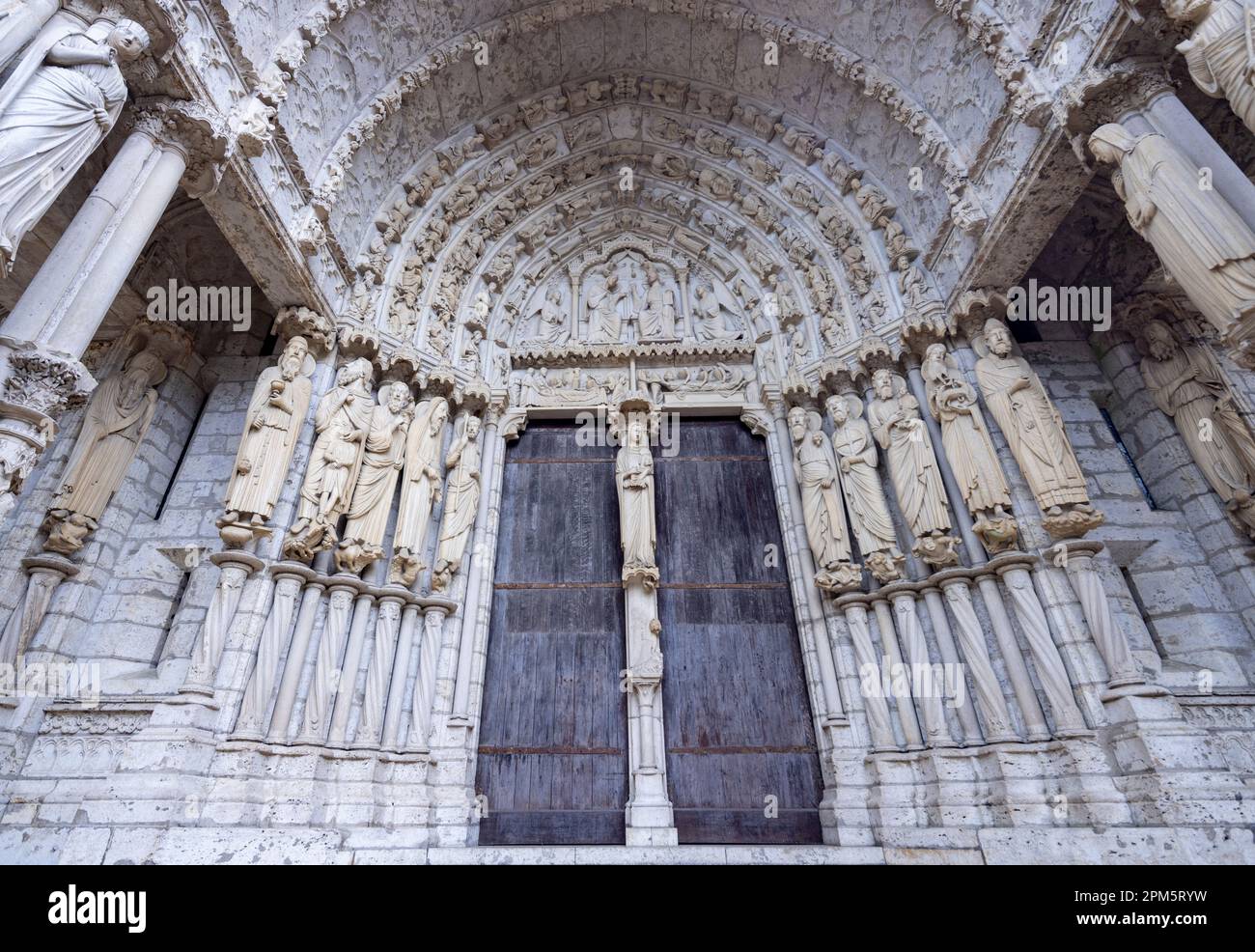 central doorway, north transept portal, Chartres cathedral, France Stock Photo