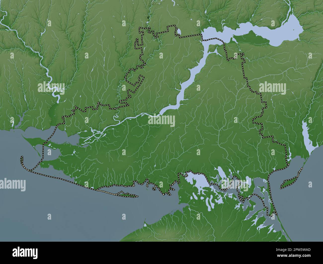 Kherson, region of Ukraine. Elevation map colored in wiki style with