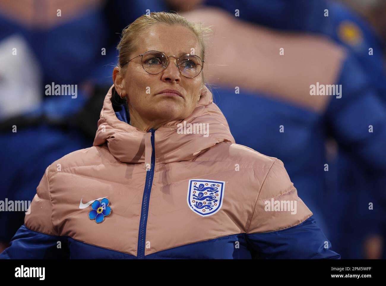 London, UK. 11th Apr, 2023. Sarina Wiegman coach of England during the International Friendly match at Gtech Community Stadium, London. Picture credit should read: Paul Terry/Sportimage Credit: Sportimage/Alamy Live News Stock Photo