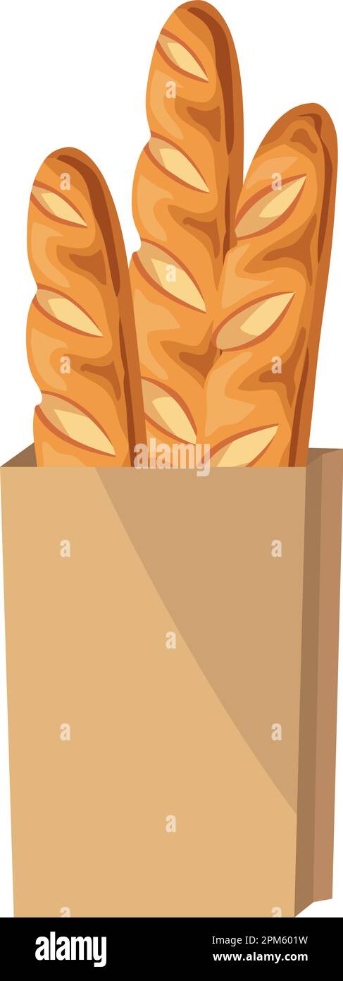 Healthy baguettes bread in paper bag Stock Vector Image & Art - Alamy
