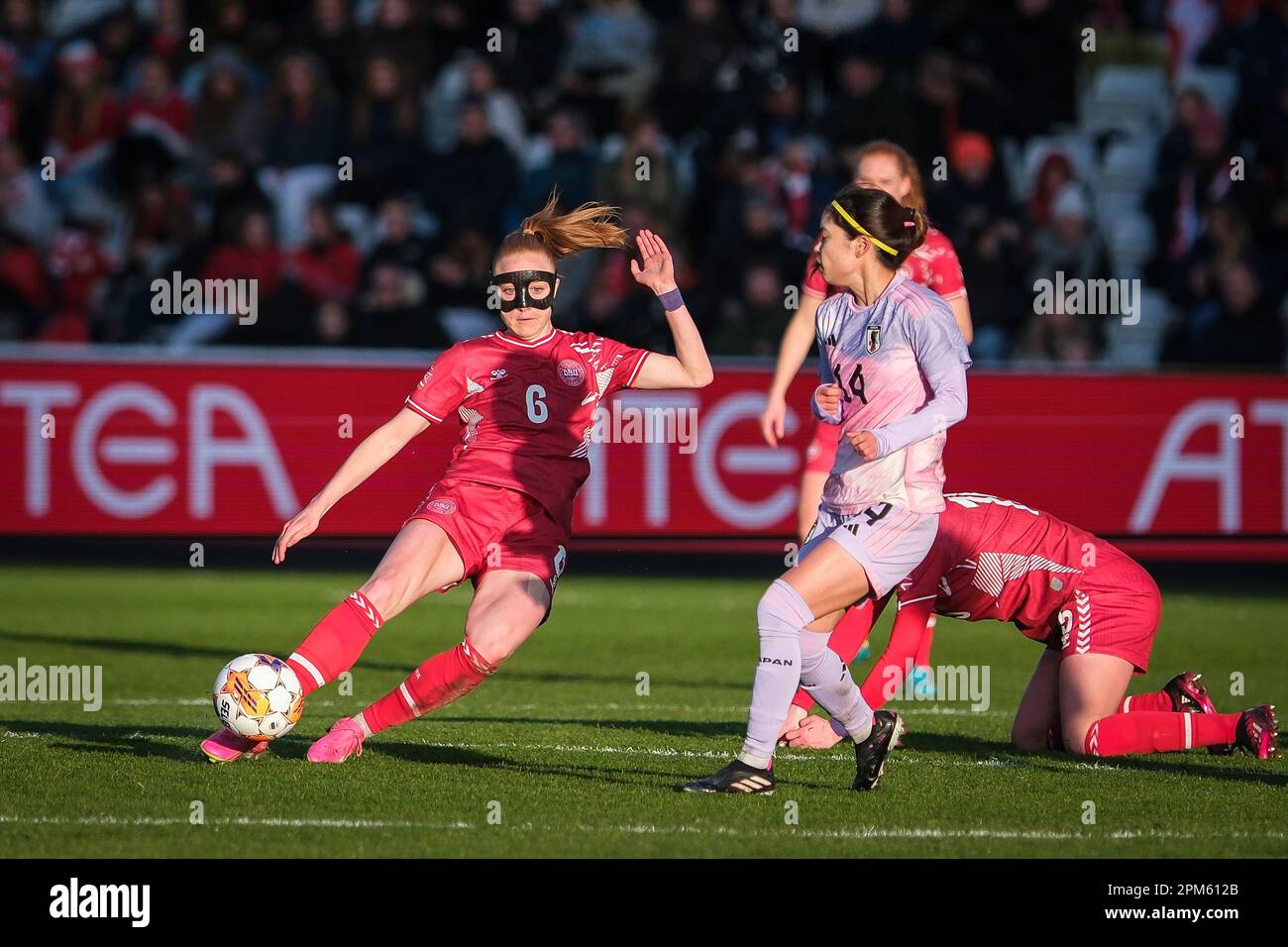 Odense, Denmark. 11th Apr, 2023. Karen Holmgaard (6) of Denmark seen during the football friendly between Denmark and Japan at Odense Stadion in Odense. (Photo Credit: Gonzales Photo/Alamy Live News Stock Photo