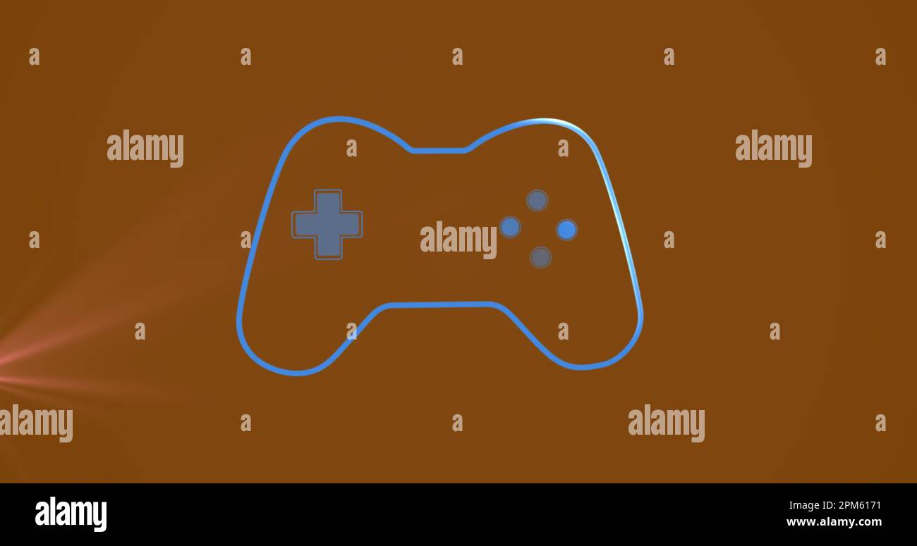 Image of image game console with light on brown background Stock Photo