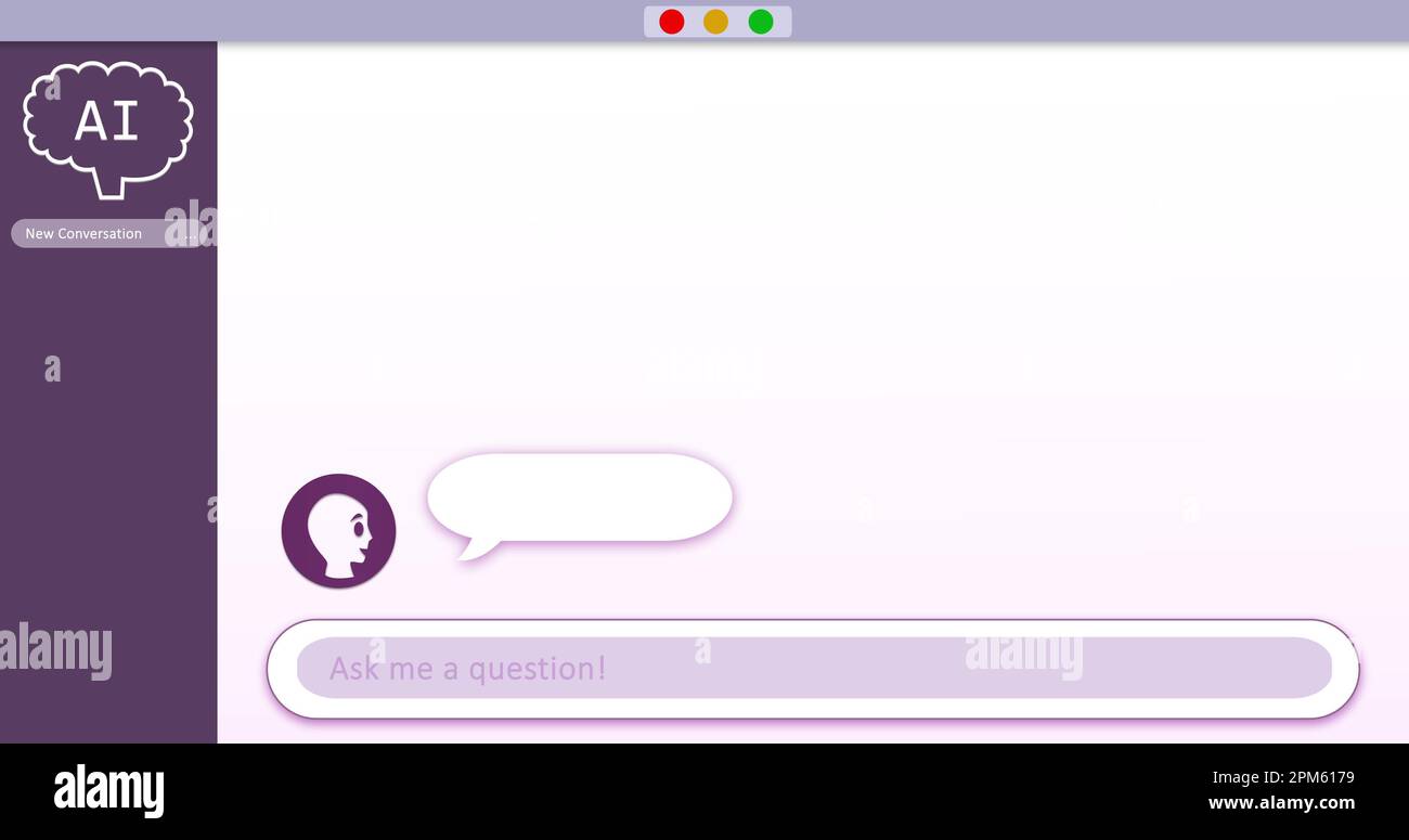 Composition of ai chat icons and speech bubbles on purple background Stock Photo