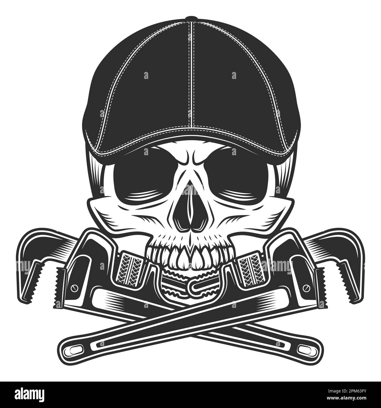 Skull without jaw in gangster gatsby tweed hat flat cap with ...