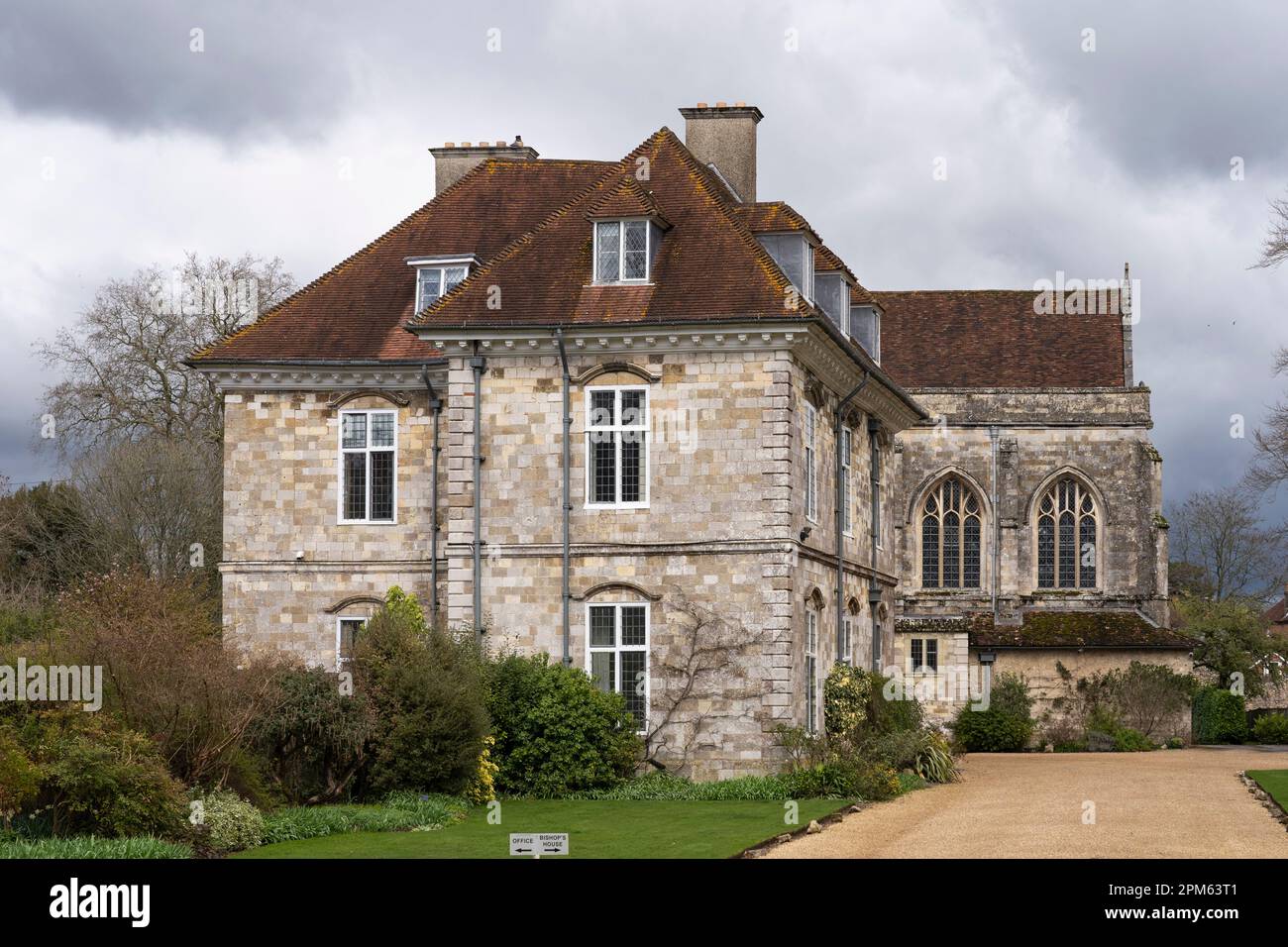 Wolvesey Palace, the home / official residence and office of the Bishop of Winchester at the Weirs, Winchester, UK Stock Photo