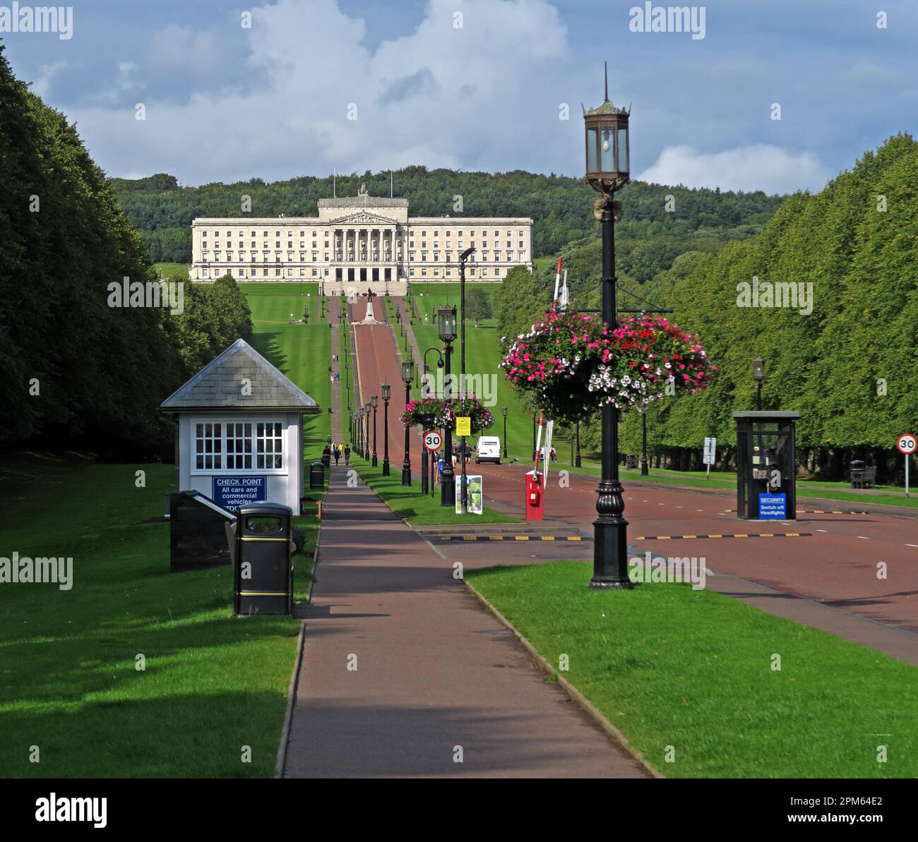 Building & estate of the Northern Ireland Assembly,Stormont Estate, at the end of the tree lined avenue, Belfast,County Down, Northern Ireland,BT4 3LP Stock Photo