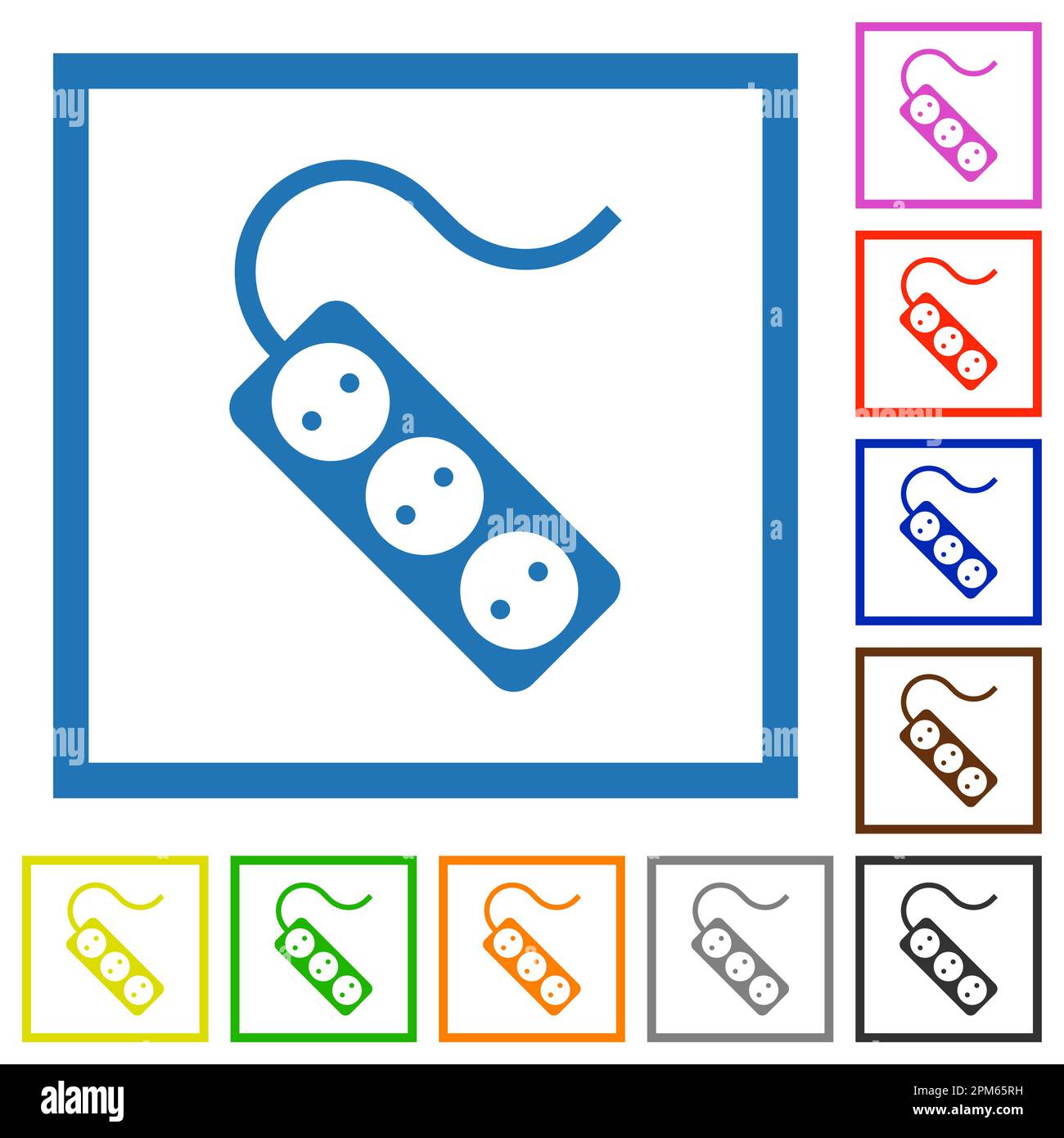 Portable electrical outlet with three sockets and cord solid flat color