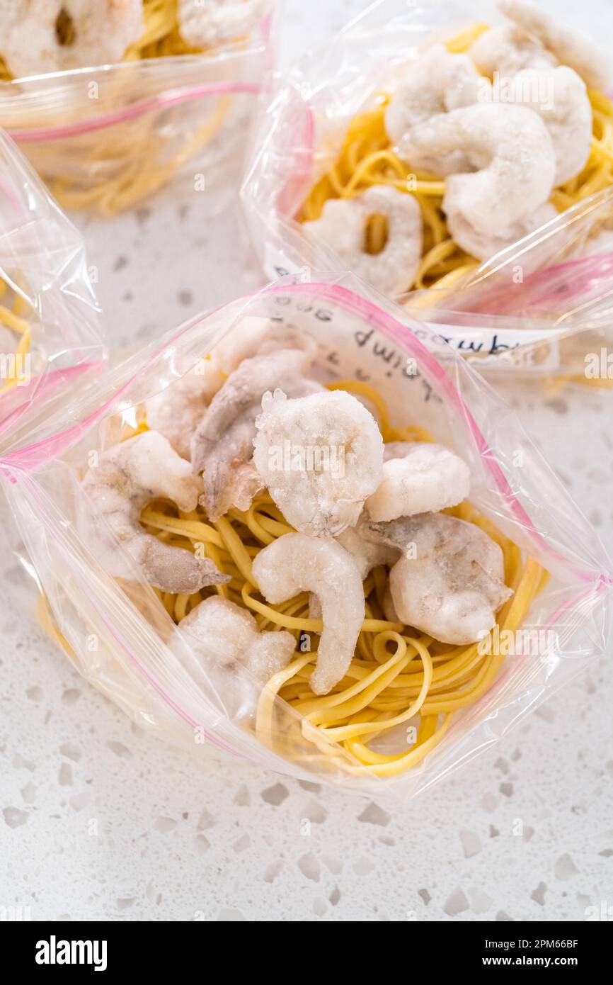 Frozen shrimp scampi meal prep Stock Photo Alamy