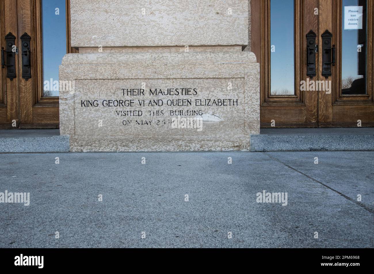 Commemorating Their Majesties visit to the Saskatchewan Legislative Building in Regina, Saskatchewan, Canada Stock Photo