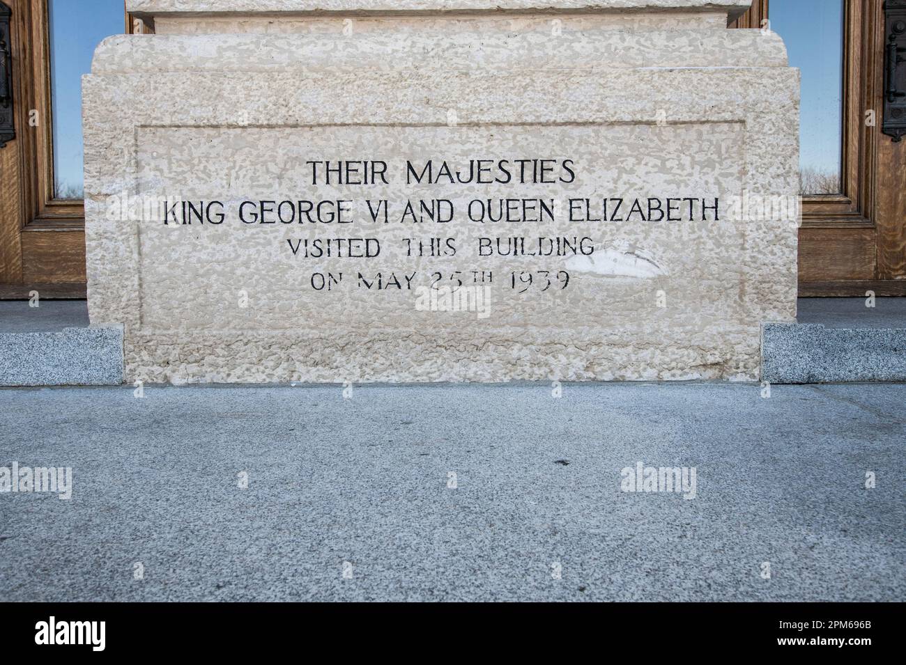 Commemorating Their Majesties visit to the Saskatchewan Legislative Building in Regina, Saskatchewan, Canada Stock Photo