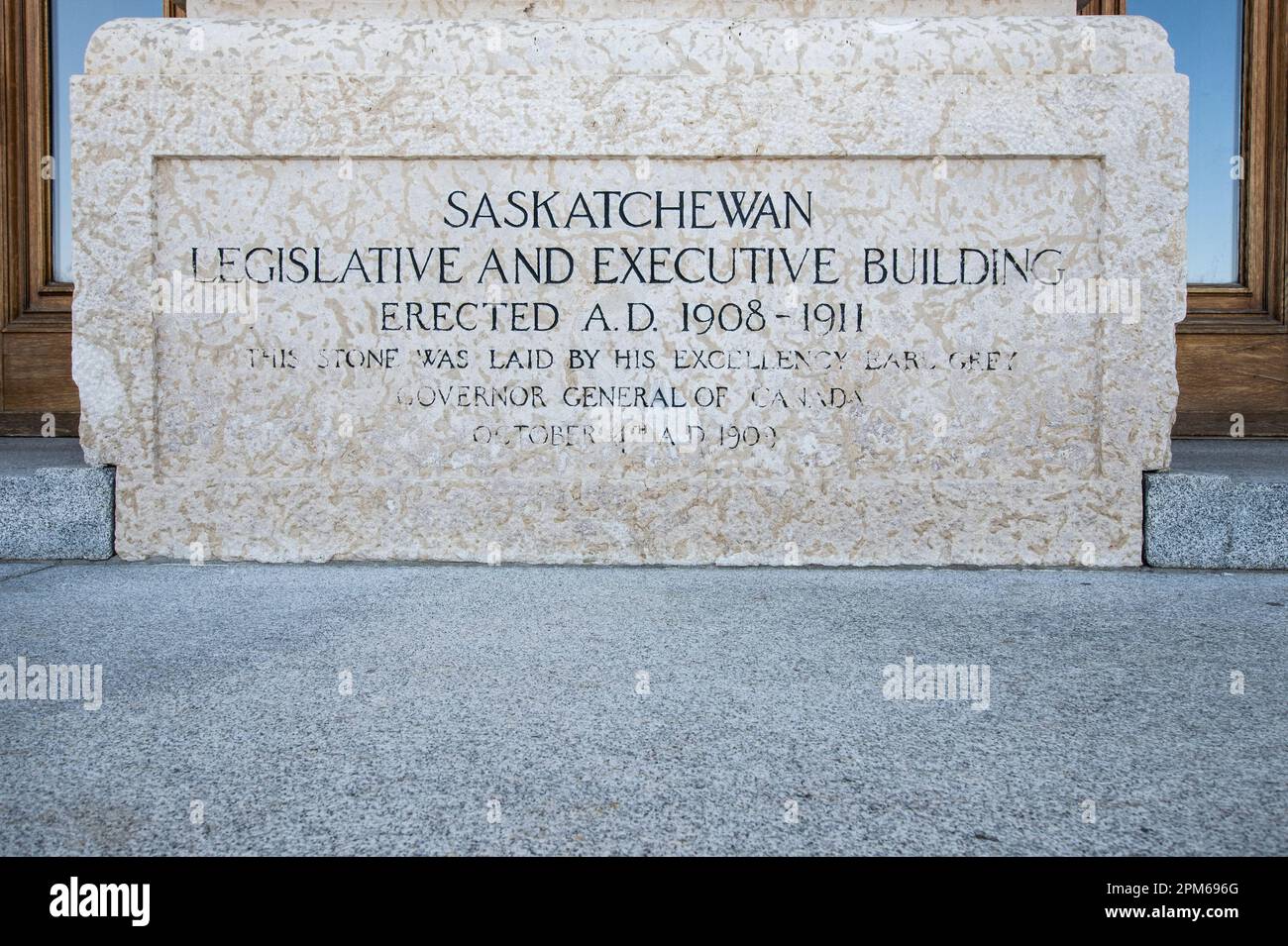 Commemorating building of the Saskatchewan Legislative Building in Regina, Saskatchewan, Canada Stock Photo