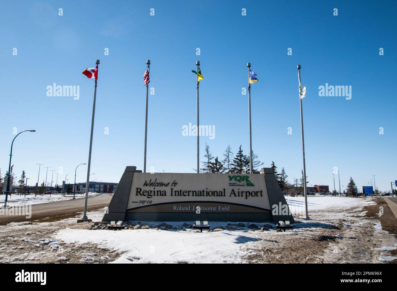 Welcome to Regina International Airport in Regina, Saskatchewan, Canada Stock Photo