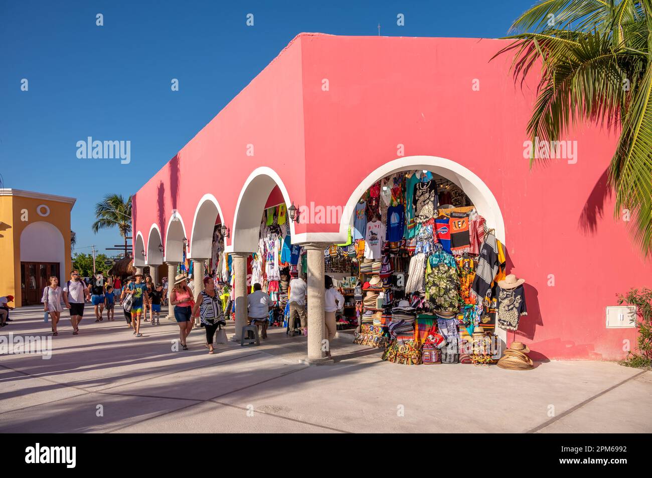 Costa Maya, Mexico - March 3, 2023: Sights and views of the facilities at the Costa Maya cruise terminal. Stock Photo
