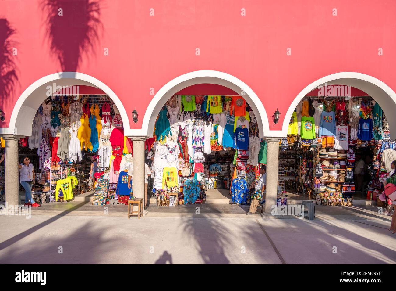 Costa Maya, Mexico - March 3, 2023: Sights and views of the facilities at the Costa Maya cruise terminal. Stock Photo